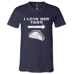 I Love Her Taco Matching Couple Cinco De Mayo Boyfriend V-Neck T-Shirt