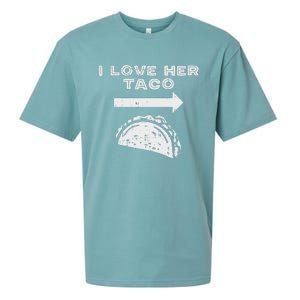 I Love Her Taco Matching Couple Cinco De Mayo Boyfriend Sueded Cloud Jersey T-Shirt