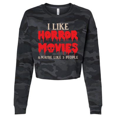 I Like Horror Movies Halloween Cropped Pullover Crew