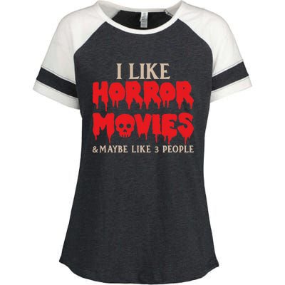 I Like Horror Movies Halloween Enza Ladies Jersey Colorblock Tee