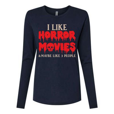 I Like Horror Movies Halloween Womens Cotton Relaxed Long Sleeve T-Shirt