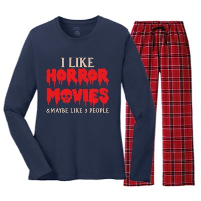 I Like Horror Movies Halloween Women's Long Sleeve Flannel Pajama Set 