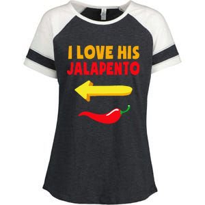 I Love His Jalapeno Matching Couple Cinco De Mayo Enza Ladies Jersey Colorblock Tee