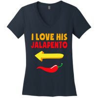 I Love His Jalapeno Matching Couple Cinco De Mayo Women's V-Neck T-Shirt