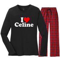 I Love Heart C.E.L.I.N.E Women's Long Sleeve Flannel Pajama Set 