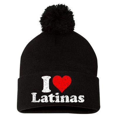 I Love Heart Latinas Girlfriend Wife Pom Pom 12in Knit Beanie