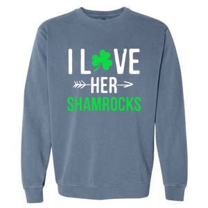 I Love Her Shamrocks St Patrick's Day Couples Garment-Dyed Sweatshirt