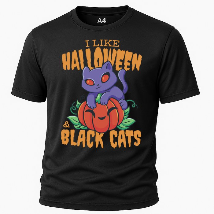 I Like Halloween And Black Cats Cooling Performance Crew T-Shirt