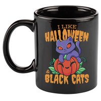 I Like Halloween And Black Cats 11oz C Handle Ceramic Mug