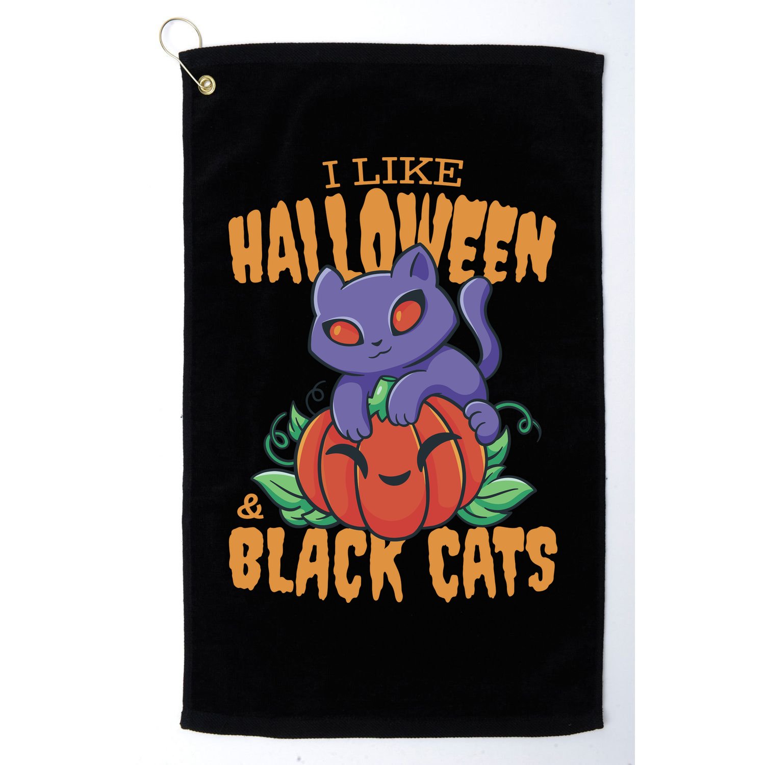 I Like Halloween And Black Cats Golf Towel