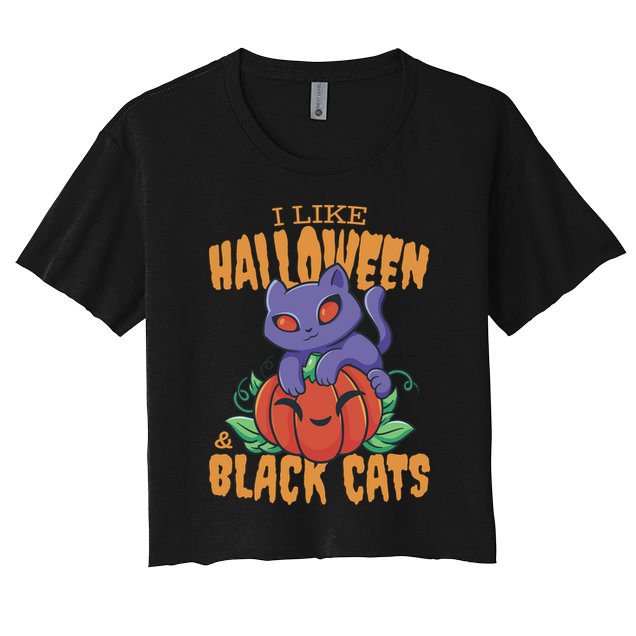I Like Halloween And Black Cats Crop Top