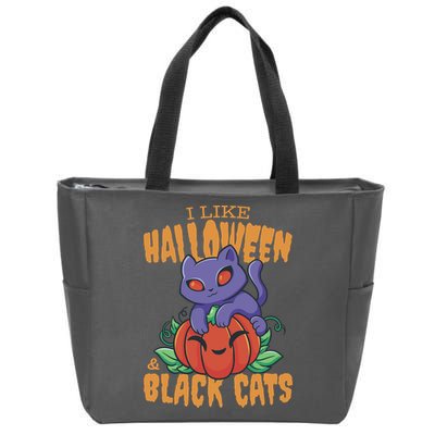 I Like Halloween And Black Cats Zip Tote Bag