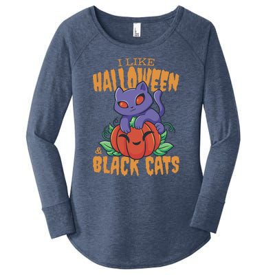 I Like Halloween And Black Cats Women's Perfect Tri Tunic Long Sleeve Shirt