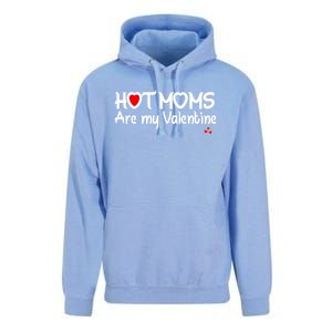 I Love Hot Moms Are My Valentine Funny Red Heart Love Moms Gift Unisex Surf Hoodie