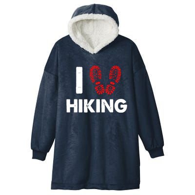 I Love Hiking Boots Heart Hooded Wearable Blanket