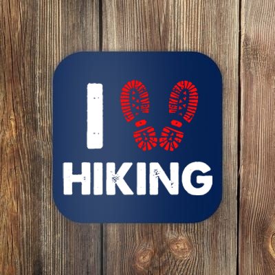 I Love Hiking Boots Heart Coaster