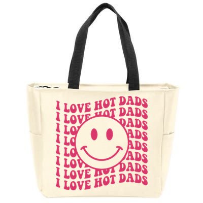 I Love Hot Dads Retro Funny Red Heart Love Dads Zip Tote Bag