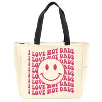 I Love Hot Dads Retro Funny Red Heart Love Dads Zip Tote Bag