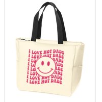 I Love Hot Dads Retro Funny Red Heart Love Dads Zip Tote Bag