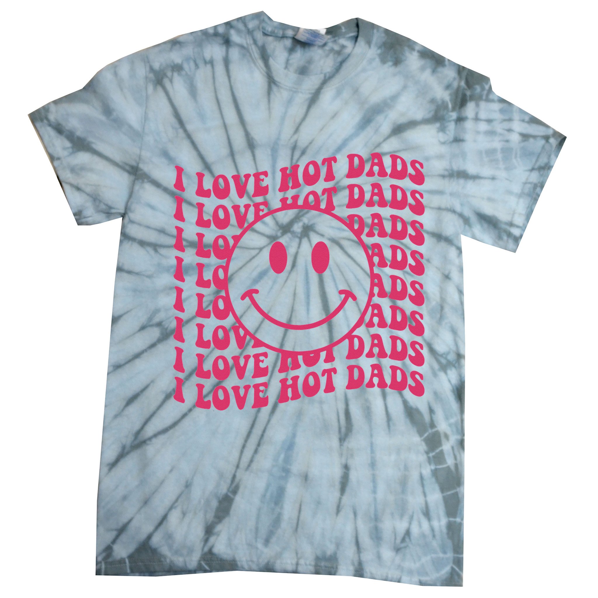 I Love Hot Dads Retro Funny Red Heart Love Dads Tie-Dye T-Shirt