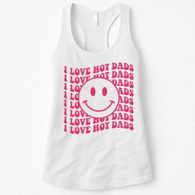 I Love Hot Dads Retro Funny Red Heart Love Dads Womens Tank Top