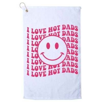I Love Hot Dads Retro Funny Red Heart Love Dads Golf Towel