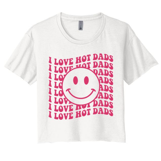 I Love Hot Dads Retro Funny Red Heart Love Dads Crop Top