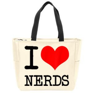 I Love (Heart) NERDS Zip Tote Bag