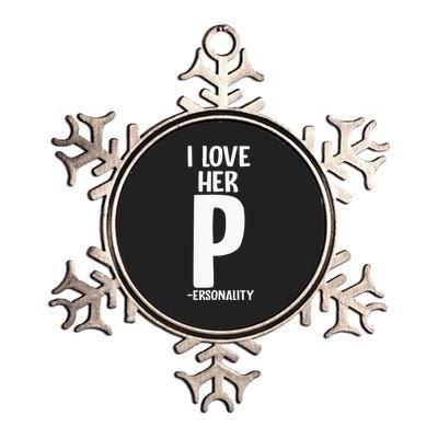 I Love Her P For Personality His And Her Couple Metallic Star Ornament