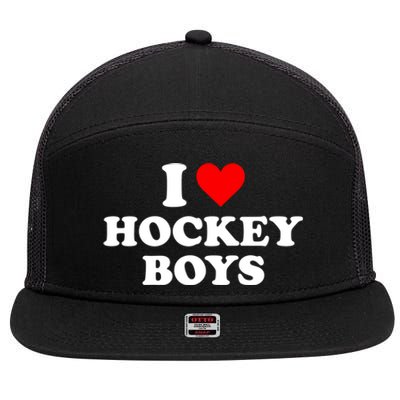 I Love Hockey Great Gift 7 Panel Mesh Trucker Snapback Hat