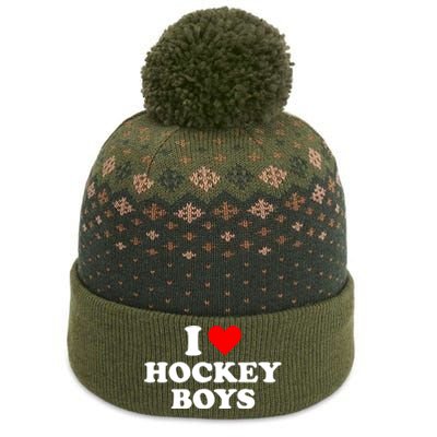 I Love Hockey Great Gift The Baniff Cuffed Pom Beanie