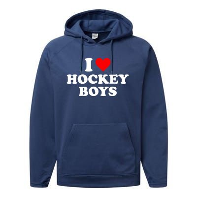 I Love Hockey Great Gift Performance Fleece Hoodie