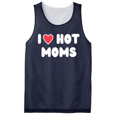 I Love Hot Moms Funny Red Heart Love Moms Mesh Reversible Basketball Jersey Tank