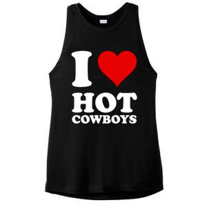 I Love Hot Cowboys I Heart Cowboys Funny Country Western Ladies PosiCharge Tri-Blend Wicking Tank