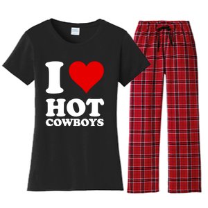 I Love Hot Cowboys I Heart Cowboys Funny Country Western Women's Flannel Pajama Set