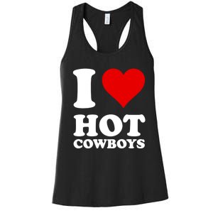 I Love Hot Cowboys I Heart Cowboys Funny Country Western Women's Racerback Tank