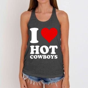 I Love Hot Cowboys I Heart Cowboys Funny Country Western Women's Knotted Racerback Tank