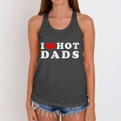 I Love Hot Dads I Heart Hot Dads Women's Knotted Racerback Tank