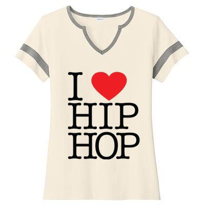 I Love Hip Hop Heart Rap And Hip Hop Fan Ladies Halftime Notch Neck Tee