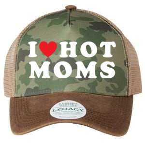 I Love Hot Moms Funny Red Heart Love Moms Funny Great Gift Legacy Tie Dye Trucker Hat