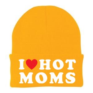 I Love Hot Moms Funny Red Heart Love Moms Funny Great Gift Knit Cap Winter Beanie