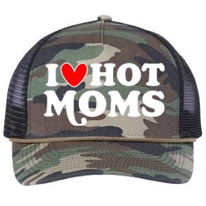 I Love Hot Moms I Heart Hot Moms Milf Funny Retro Rope Trucker Hat Cap