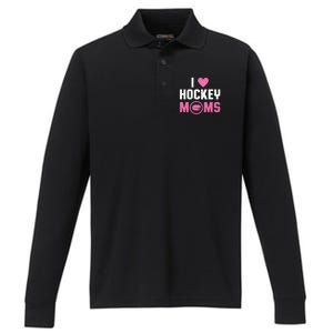 I Love Hockey Moms Humorous Hockey Lover Wife Husband Gift Performance Long Sleeve Polo