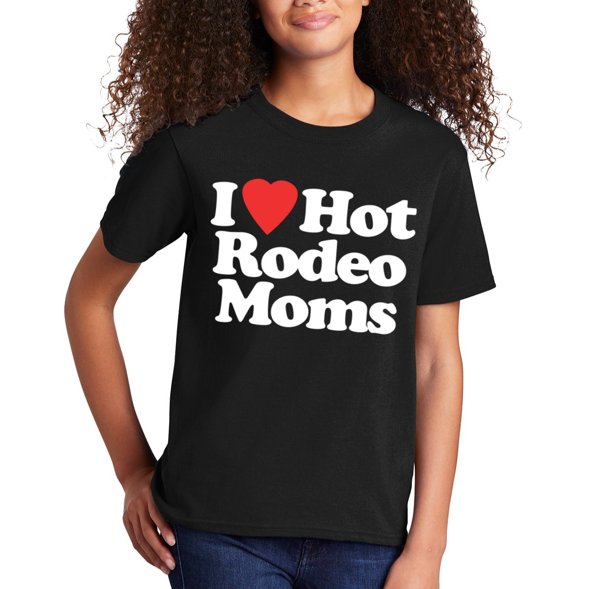 I Love Hot Rodeo Moms Funny Saying Cowboy Western Rodeo Kids T-Shirt