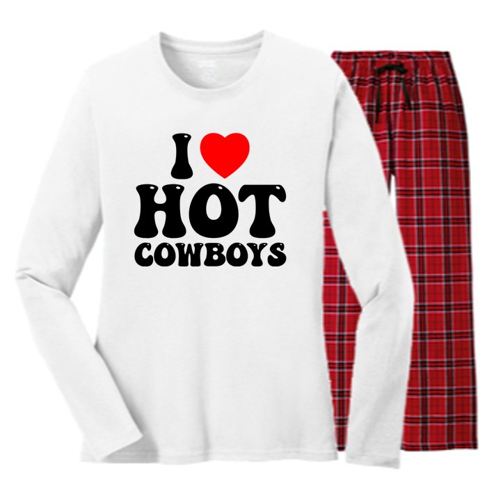 I Love Hot Cowboys, I Heart Hot Cowboys Lover Women's Long Sleeve Flannel Pajama Set 