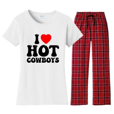 I Love Hot Cowboys, I Heart Hot Cowboys Lover Women's Flannel Pajama Set