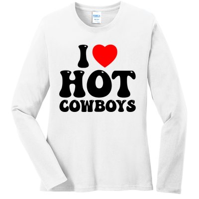 I Love Hot Cowboys, I Heart Hot Cowboys Lover Ladies Long Sleeve Shirt