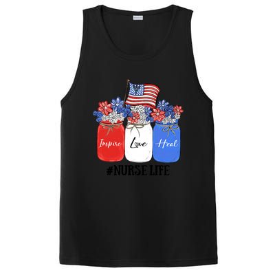 Inspire Love Heal Nurse Life American Flag Gift PosiCharge Competitor Tank