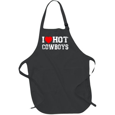 I Love Hot Cowboys, I Heart Hot Cowboys Lover Full-Length Apron With Pockets