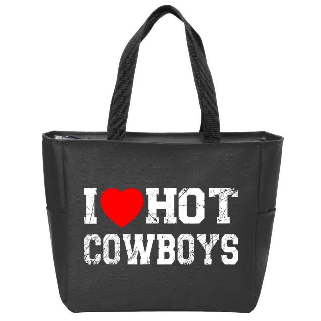 I Love Hot Cowboys, I Heart Hot Cowboys Lover Zip Tote Bag